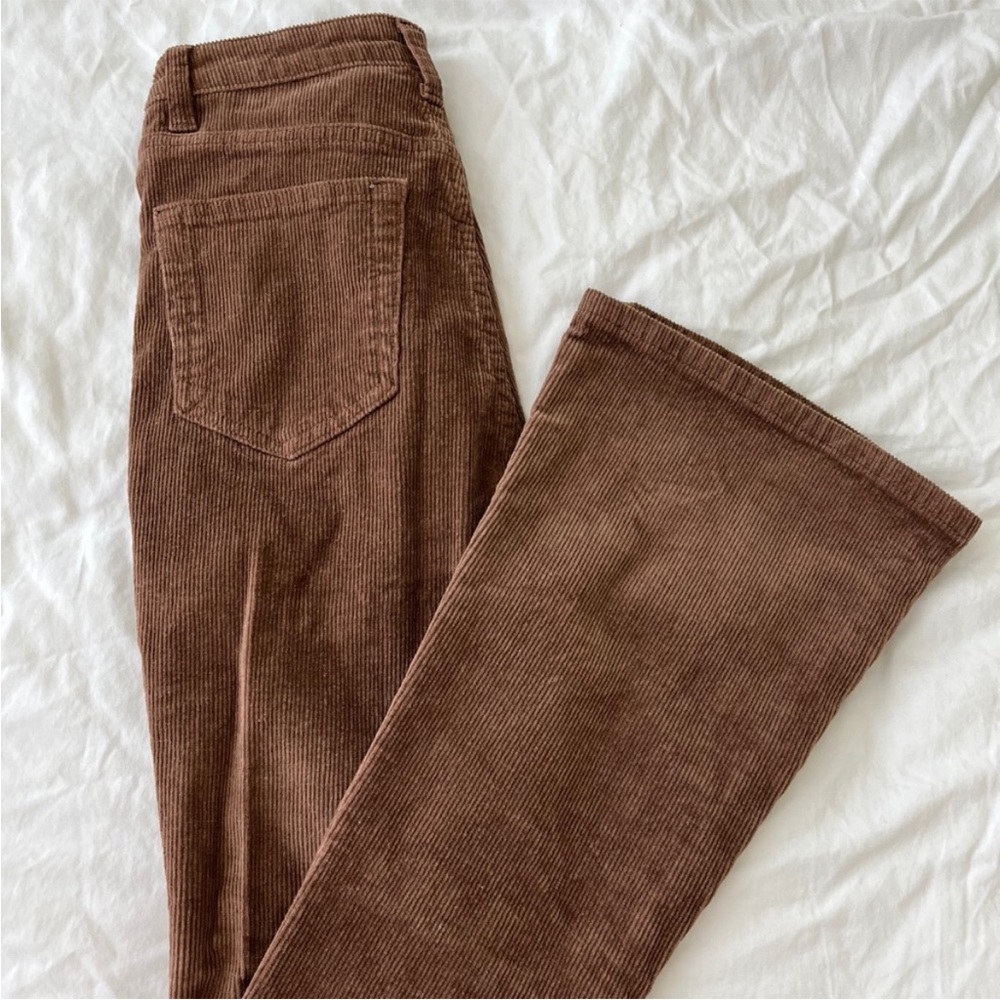 High waisted, brown,  bootcut pants, size XS